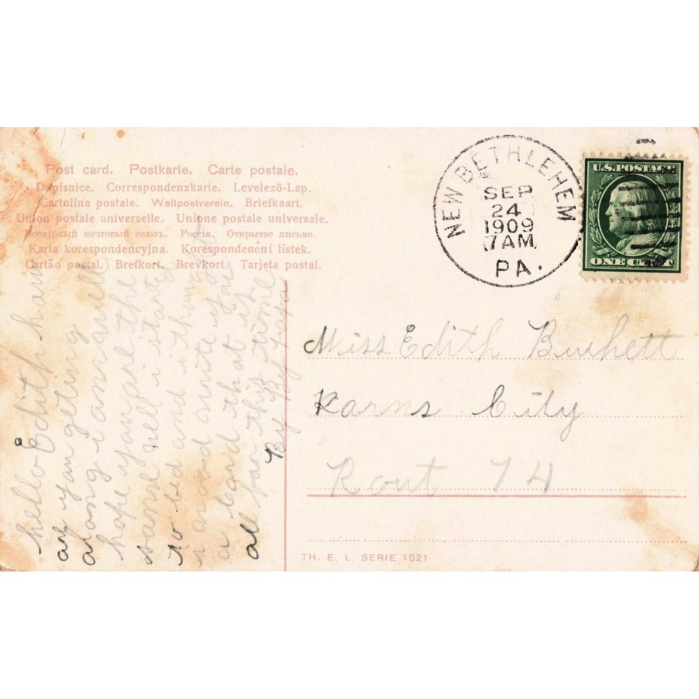 New Bethlehem PA Postcard 1909 Divided Back Children Toy Horse Pig Postmarked - Picture 2 of 2